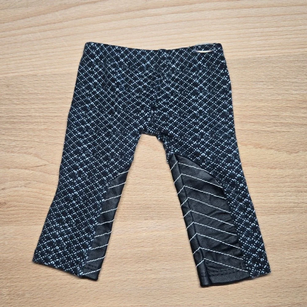 American Girl Metro Leggings Black White Textured Knit Faux Leather 18 Inch Doll